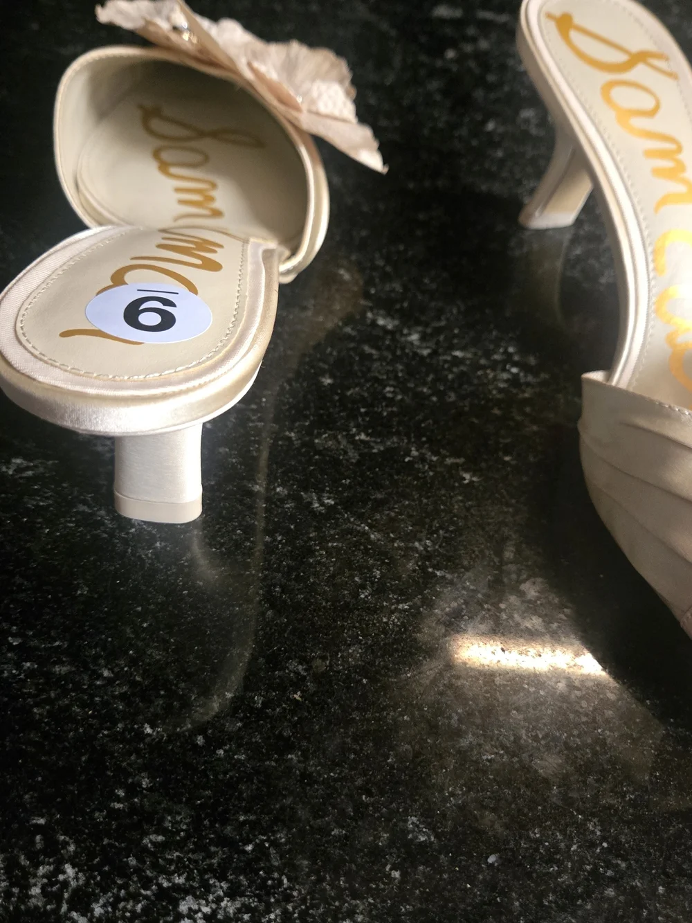 Sam Edelman Women's Satin Floral Slide Sandals in Ivory - Picture 3 of 6